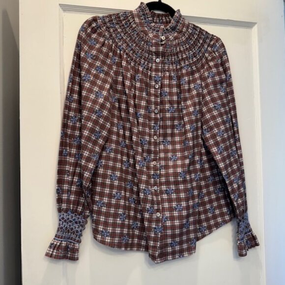 EUC Andion Amelia Blouse Ren Plaid Size S - Picture 2 of 6